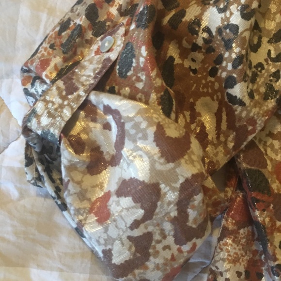 Ruby Rd. Metallic Leopard Print Button Down Shirt - Picture 4 of 6